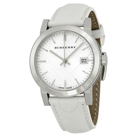 burberry watch white leather|burberry female watches.